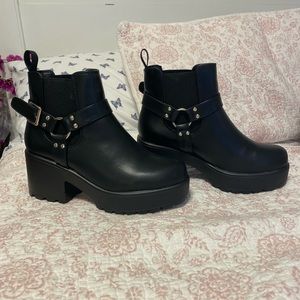 BOGO FREE NWOT Black Chunky Platform Ankle Boots